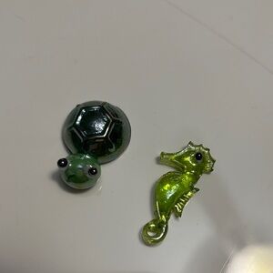 Glass Turtle and Seahorse Charms